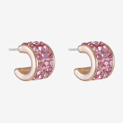 Monet Jewelry Womens Pink Glass 13mm Hypoallergenic Hoop Earrings