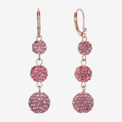 Monet Jewelry Womens Pink Glass Drop Earrings