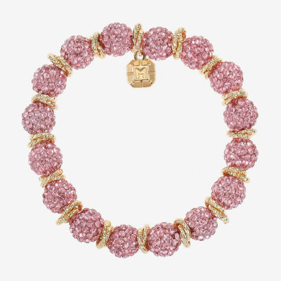 Monet Jewelry Womens Pink Glass Round Stretch Bracelet