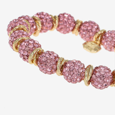 Monet Jewelry Womens Pink Glass Round Stretch Bracelet