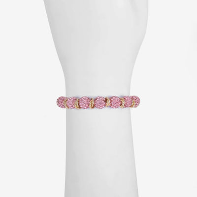 Monet Jewelry Womens Pink Glass Round Stretch Bracelet