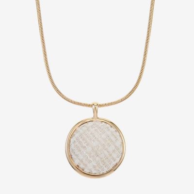 Monet Jewelry Gold Tone Tweed Womens Round 17 Inch Pendant Necklace