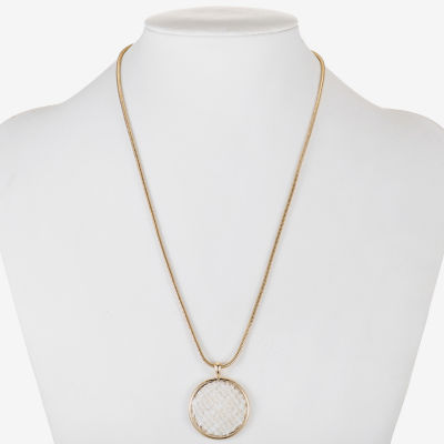 Monet Jewelry Gold Tone Tweed Womens Round 17 Inch Pendant Necklace