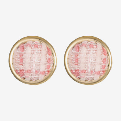 Monet Jewelry Gold Tone Tweed Womens Round Clip On Earrings