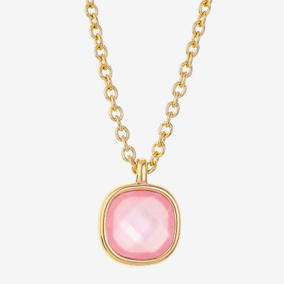 Monet Jewelry Womens Pink Glass Cushion 17 Inch Pendant Necklaces
