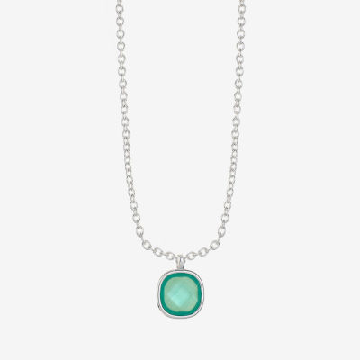 Monet Jewelry Womens Glass Cushion 17 Inch Pendant Necklace