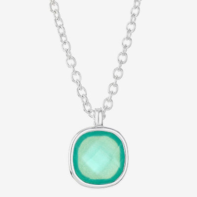 Monet Jewelry Womens Glass Cushion 17 Inch Pendant Necklace