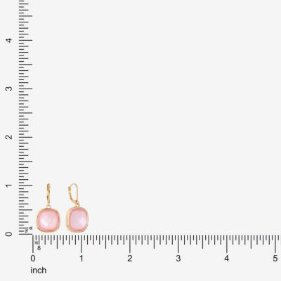 Monet Jewelry Pink Glass Cushion Drop Earrings