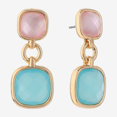 Monet Jewelry Womens Glass Cushion Hypoallergenic Drop Earrings