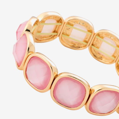 Monet Jewelry Womens Pink Glass Cushion Stretch Bracelet