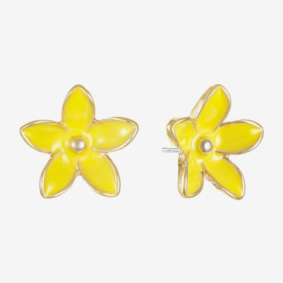 Liz Claiborne Simulated Pearl 17mm Flower Stud Earrings