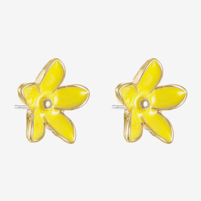 Liz Claiborne Simulated Pearl 17mm Flower Stud Earrings