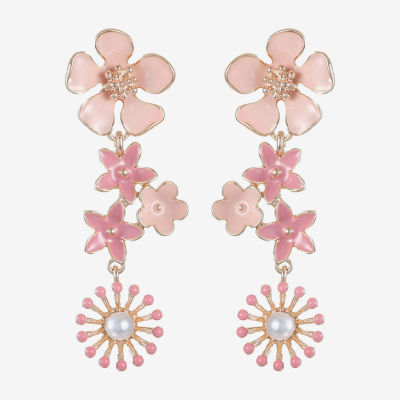 Liz Claiborne Simulated Pearl Flower Drop Earrings