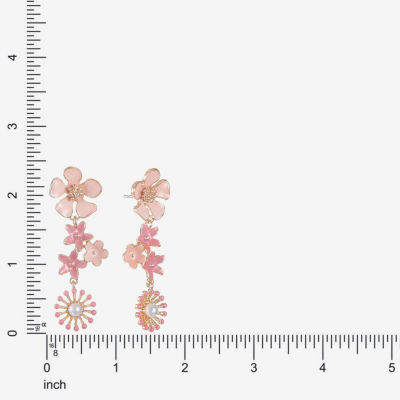 Liz Claiborne Simulated Pearl Flower Drop Earrings