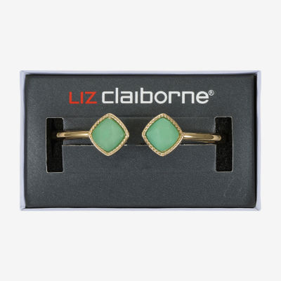 Liz Claiborne Womens Pink Quartz Gold Tone Square Cushion Bangle Bracelet