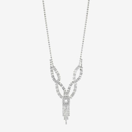 Monet Jewelry Timeless Silver Tone Womens Glass 17 Inch Y Necklace In White