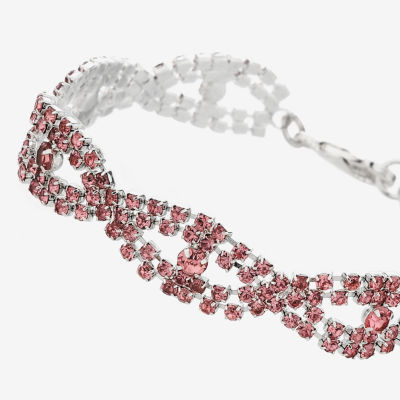 Monet Jewelry Timeless Silver Tone Womens Glass Strand Bracelet