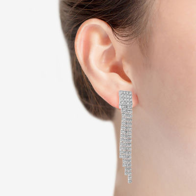 Monet Jewelry Timless Silver Tone Glass Chandelier Earrings