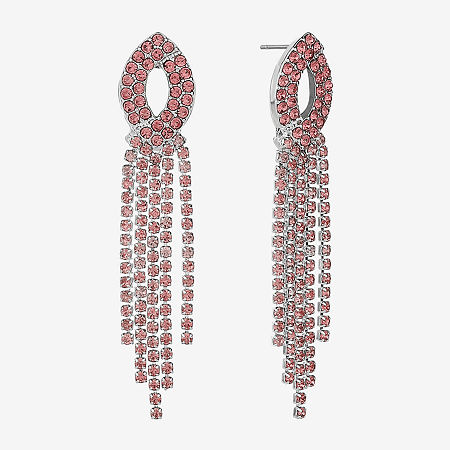 Monet Jewelry Silver Tone Glass Chandelier Earrings, One Size, Pink
