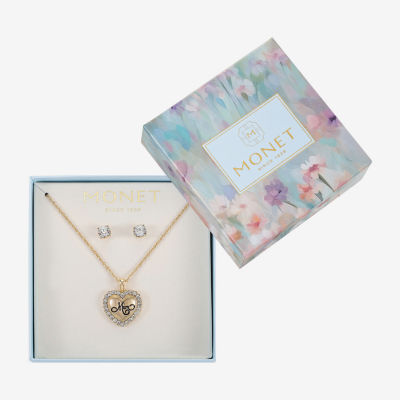 Monet Jewelry Gold Tone Mom Glass Gold Tone Heart 2-pc. Jewelry Set