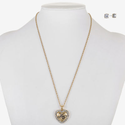 Monet Jewelry Gold Tone Mom Glass Gold Tone Heart 2-pc. Jewelry Set