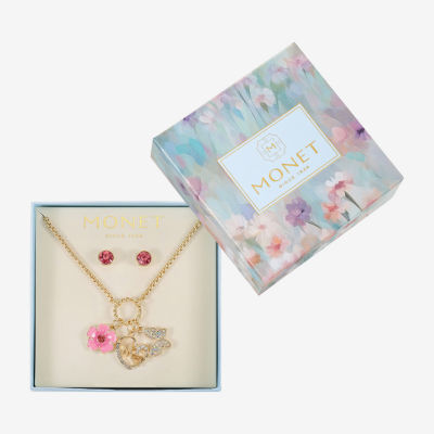 Monet Jewelry Gold Tone Mom Glass Gold Tone Butterfly Flower Heart 2-pc. Jewelry Set