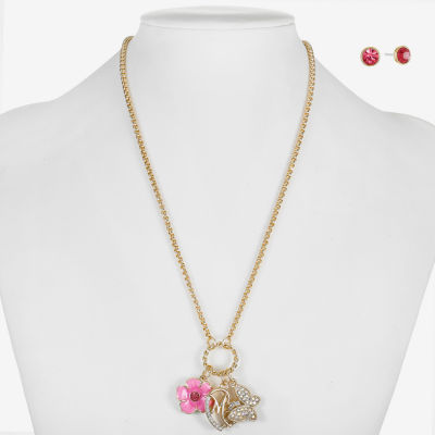 Monet Jewelry Gold Tone Mom Glass Gold Tone Butterfly Flower Heart 2-pc. Jewelry Set