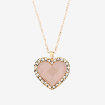Monet Jewelry Gold Tone Pink Glass Gold Tone Heart 2-pc. Jewelry Set