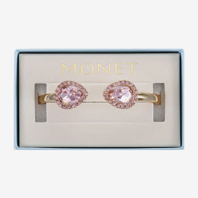 Monet Jewelry Gold Tone Womens Pink Glass Gold Tone Pear Bangle Bracelet