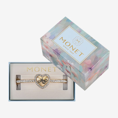 Monet Jewelry Gold Tone Mom Womens Glass Gold Tone Heart Bangle Bracelet