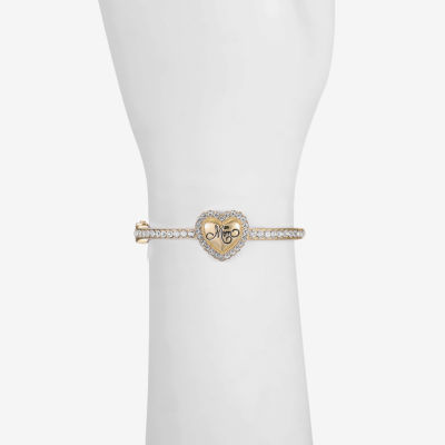 Monet Jewelry Gold Tone Mom Womens Glass Gold Tone Heart Bangle Bracelet