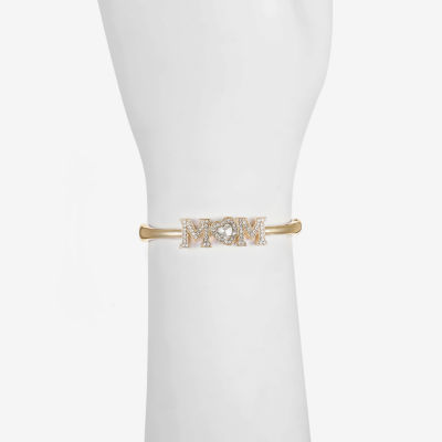 Monet Jewelry Gold Tone Mom Womens Glass Gold Tone Heart Bangle Bracelet