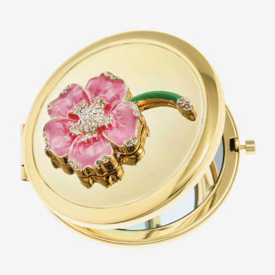 Monet Jewelry Gold Tone Flower Compact Mirror