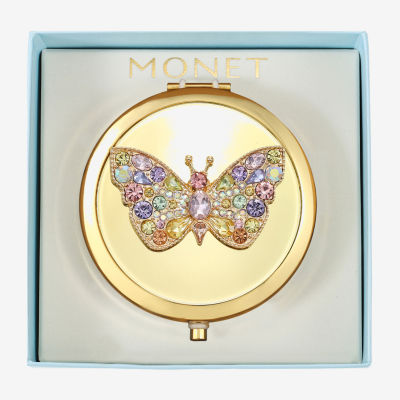 Monet Jewelry Gold Tone Butterfly Compact Mirror