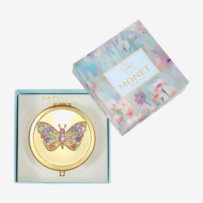 Monet Jewelry Gold Tone Butterfly Compact Mirror