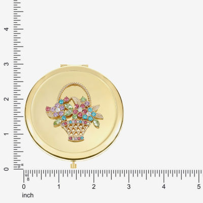Monet Jewelry Gold Tone Basket Gold Tone Flower Compact Mirror