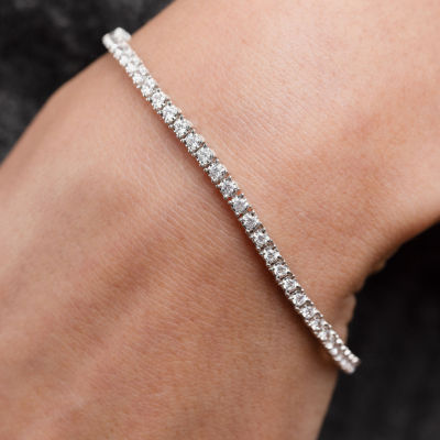 (H-I / I1) 2 CT. T.W. Lab Grown White Diamond 10K White or Yellow Gold 7.25 Inch Tennis Bracelet
