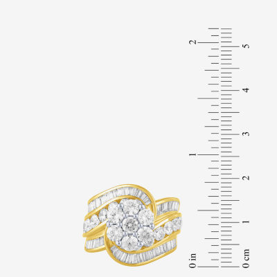 Womens 4 CT. T.W. Natural White Diamond 14K Gold Cluster Cocktail Ring