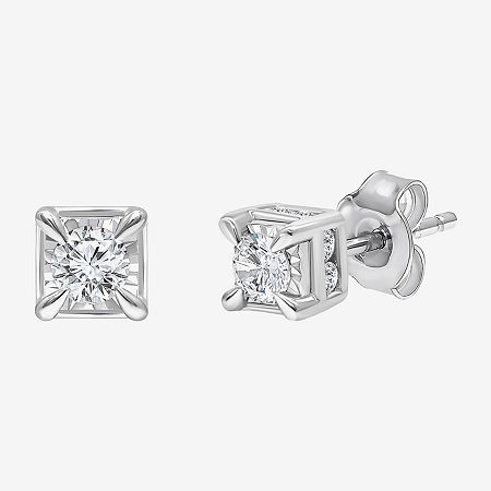 Tru Miracle 1/2 CT. T.W. Lab-Grown White Diamond 10K White Gold 5mm Round Stud Earrings, One Size, White -  TRUMIRACLE, 27150340018