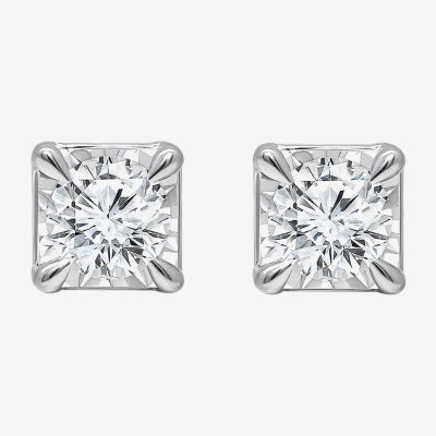 Tru Miracle 1 1/2 CT. T.W. Lab Grown White Diamond 10K White Gold 6.3mm Stud Earrings