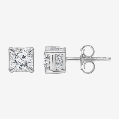 Tru Miracle 1 1/2 CT. T.W. Lab Grown White Diamond 10K White Gold 6.3mm Stud Earrings