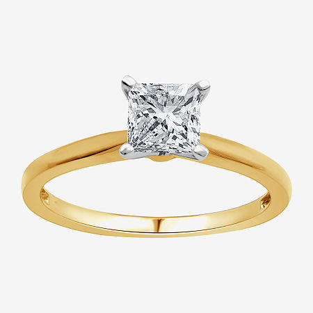 (G / Si1-Si2) Womens 3/4 CT. Lab Grown White Diamond 10K Gold Solitaire Engagement Ring, 6