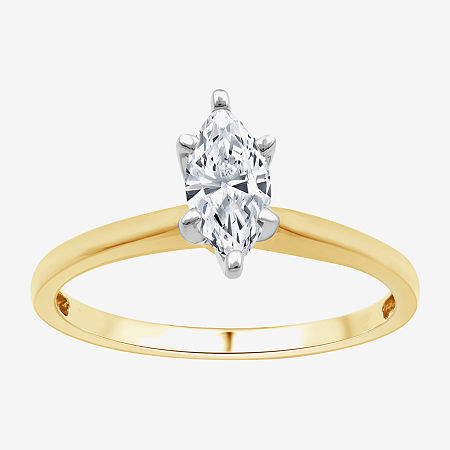 (G / Si1-Si2) Womens 3/4 CT. Lab Grown White Diamond 10K Gold Marquise Solitaire Engagement Ring, 8