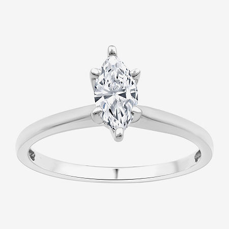 (G / Si1-Si2) Womens 3/4 CT. Lab Grown White Diamond 14K White Gold Marquise Solitaire Engagement Ring, 6