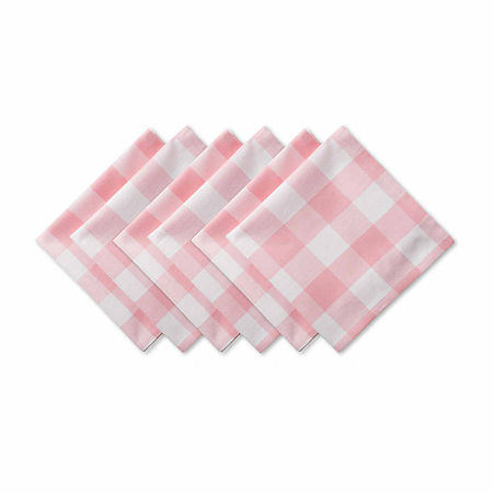 Design Imports Buffalo Check 6-pc. Napkins, One Size, Pink