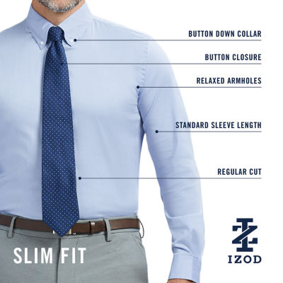 IZOD Cool Fx Mens Slim Fit Easy Care Wrinkle Free Long Sleeve Dress Shirt