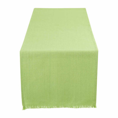 Design Imports Bright Green Solid Heavyweight Fringed Table Runner
