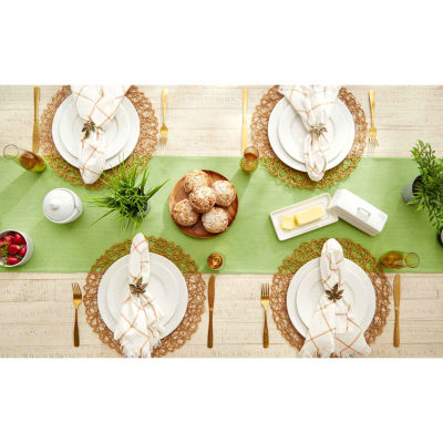 Design Imports Bright Green Solid Heavyweight Fringed Table Runner
