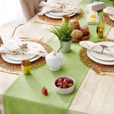 Design Imports Bright Green Solid Heavyweight Fringed Table Runner