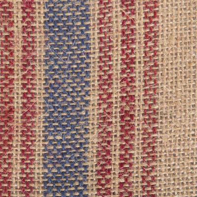 Design Imports French Blue / Barn Red Middle Stripe Burlap Table Runner